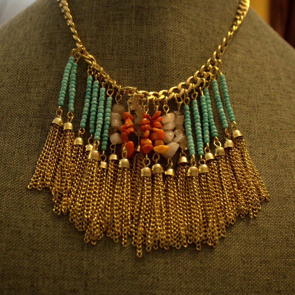 Gold Gennaro Multicolored Bead/Gemstone Tassels
